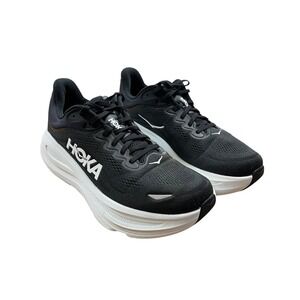 HOKA ONE Bondi 9 Shoes Mens 11.5 2E Wide Black Running Athletic Workout Gym